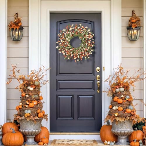 24 Inch Realistic Fall Door Wreath for Home Decor