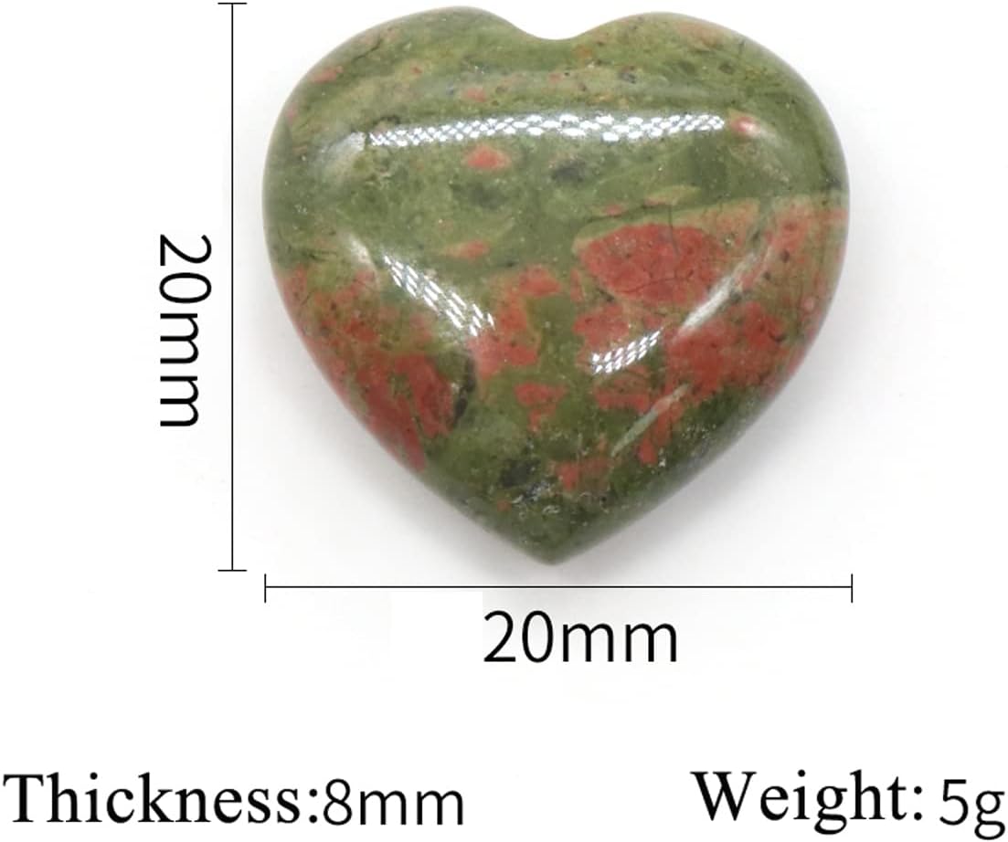 LE SKY 20 Pcs Natural Heart Shape Healing Crystal Agate Chakra Beads