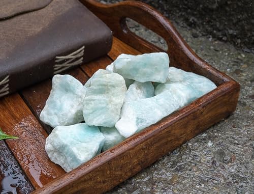 Crocon 12 LB Blue Aragonite Rough Stones Bulk for Tumbling Polishing and Chakra Healing