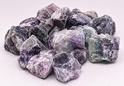 1lb Multicolor Fluorite Rough Stones for Tumbling and Polishing