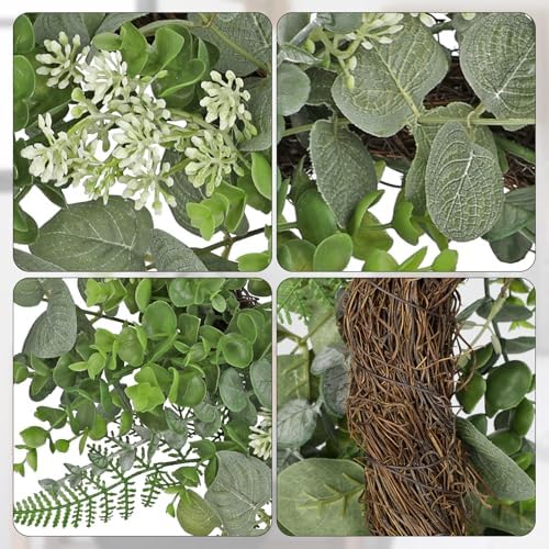 Briful 20in Eucalyptus Door Wreath for Front Door All Seasons Home Decor