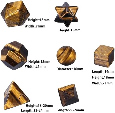 Rockcloud Tigers Eye Platonic Solids Sacred Geometry Set 7 Pieces for Healing Meditation