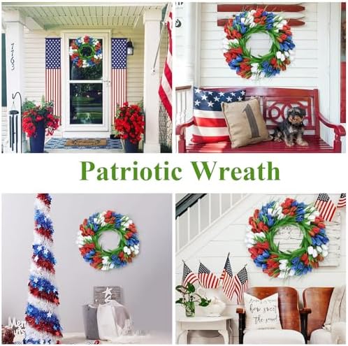 UArtlines 20 Inch Tulip Wreath for Front Door