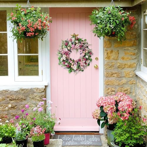 22 Inch Wild Flower Door Wreath for Spring Summer