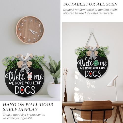 Zavothy Interchangeable Welcome Wreath Sign for Farmhouse Front Porch Decor