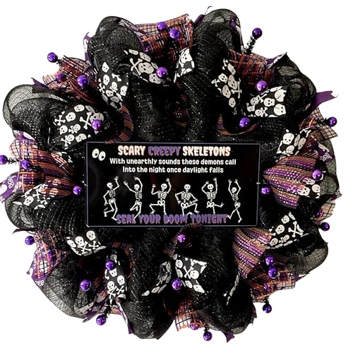 Scary Creepy Skeletons Halloween Wreath 24 or 28 Inch