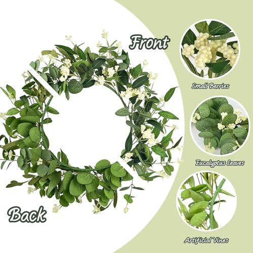 20 Inch Artificial Eucalyptus Wreath for Front Door