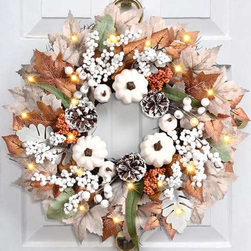 Fall Decorations for Home 20 Inch Wreath with Lights