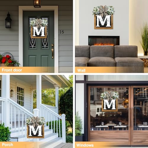 2025 Welcome Wreath for Front Door - 14x12 Inch Farmhouse Sign