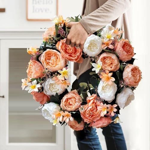 WANNA-CUL 20 Inch Spring Wreath for Front Door Decor