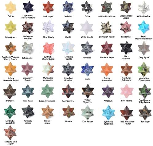 24pcs Multi-Color Carved Gemstone Merkaba Star Healing Stones