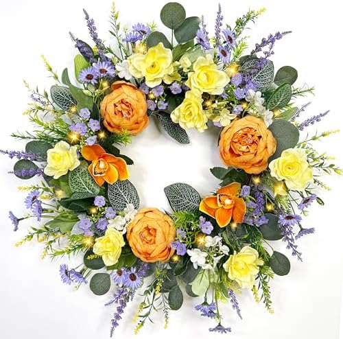 22 Inch Handmade Spring Wreath Front Door Decor