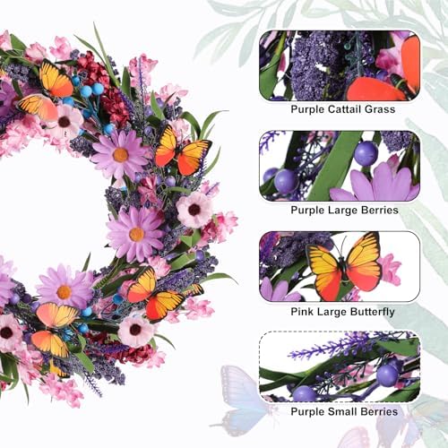 Lavender Wreath for Front Door - 18 Inch All Season Decor