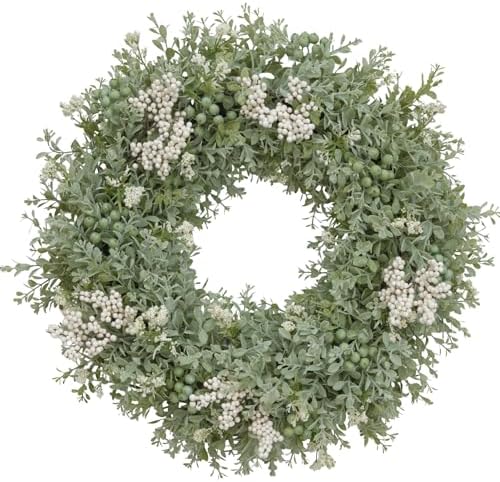 Realistic Greenery Wreath for Front Door - 197 Inch Artificial Eucalyptus Spring Decor