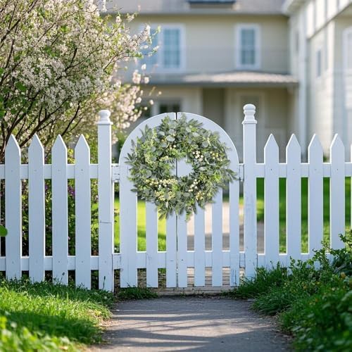 22 Inch Eucalyptus Wreath with Berries and Olive Leaves Artificial Decor