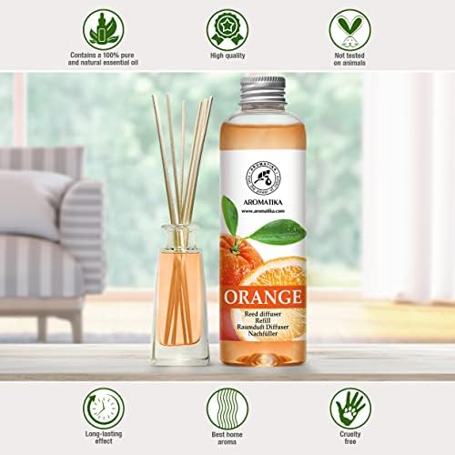Aroma Organic Reed Diffuser Refill with Natural Orange Essential Oil 200ml