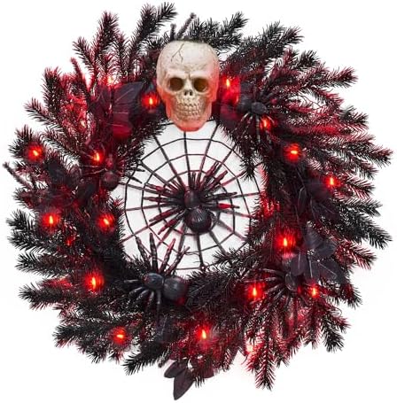 22 Inch Halloween Wreath with Lights