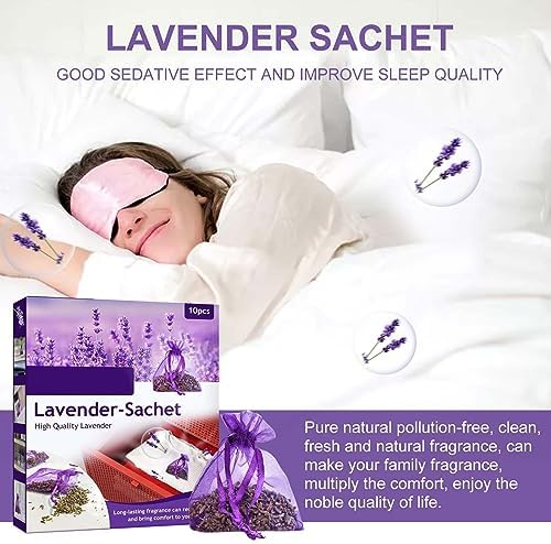 HELLORSO 10 Pack Lavender Sachet Bags for Drawers Closets