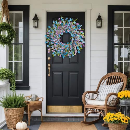 24 Inch Blue Wreath for Front Door and Window Decor