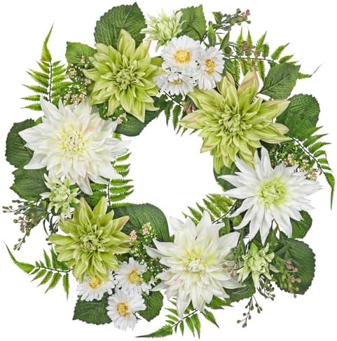 Briful 20in Artificial Dahlia Wreath for Front Door