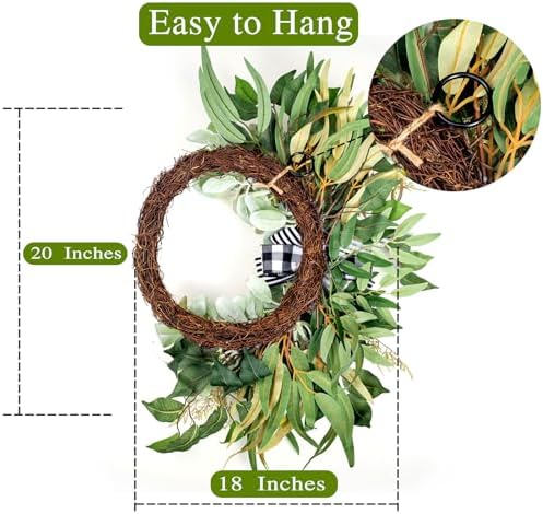 Artificial Lambs Ear Wreath for Front Door