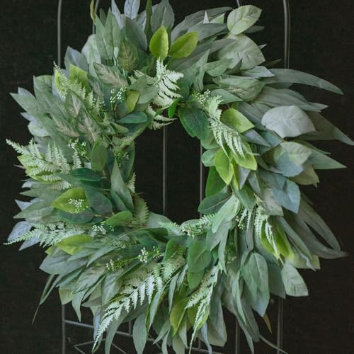24-26 Inch Artificial Eucalyptus Wreath for Front Door