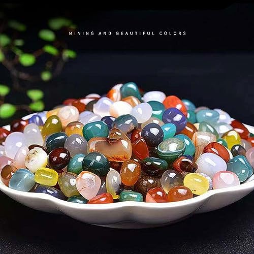 DECORN 1lb Bulk Natural Multicolor Agate Tumbled Stones for Decoration and Healing