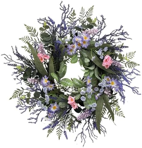 24 Inch Purple Spring Wreath for Front Door