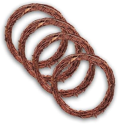 Grapevine Wreath Set 4 Pieces 10 Inch Natural Rattan Garland DIY Christmas Wedding Decor