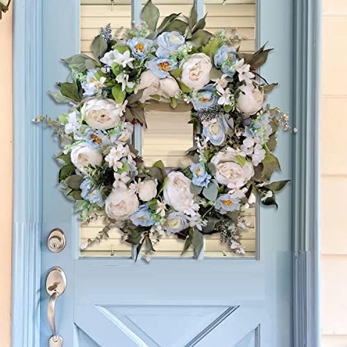 WANNA-CUL 24 Inch Spring Floral Wreath for Front Door