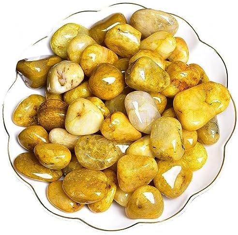 22 Pound Tumbled Yellow Jade Stones - Reiki Crystal Decor Stones for Indoor Fountain