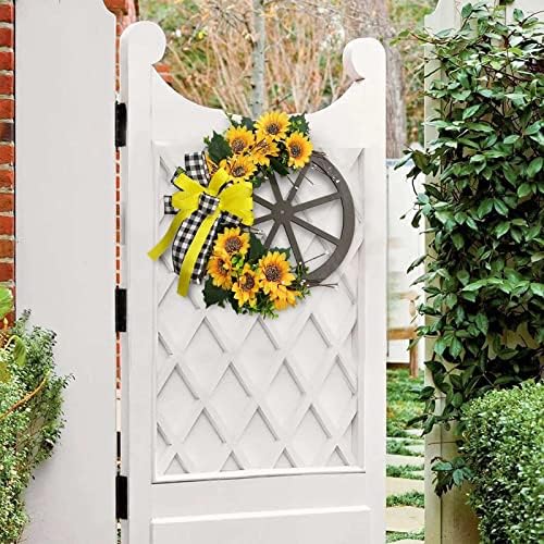 Summer Sunflower Bee Wreath for Front Door Decor