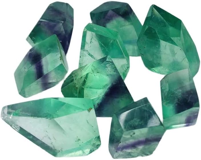 Crystal Stone Green Purple Polyhedral Fluorite Decor