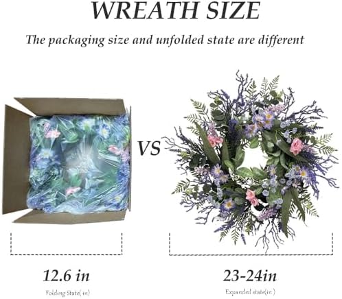 24 Inch Purple Spring Wreath for Front Door