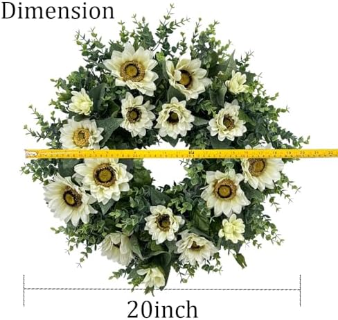 20 Inch Artificial Sunflower Wreath for Front Door
