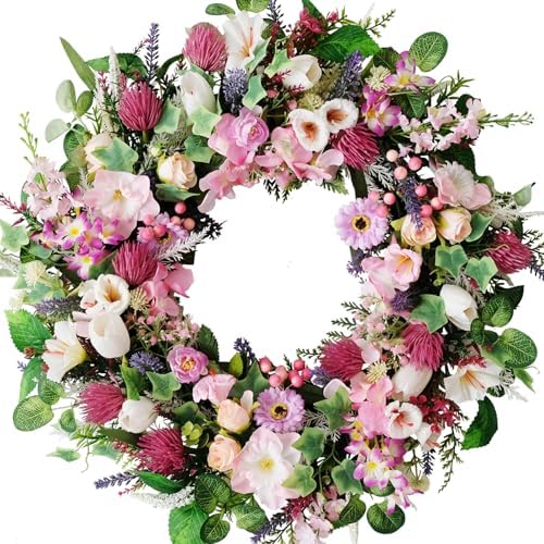 22 Inch Wild Flower Door Wreath for Spring Summer