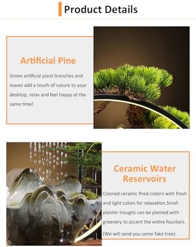 CIFUPUQU Crane Tabletop Water Fountain with Mist and LED Light