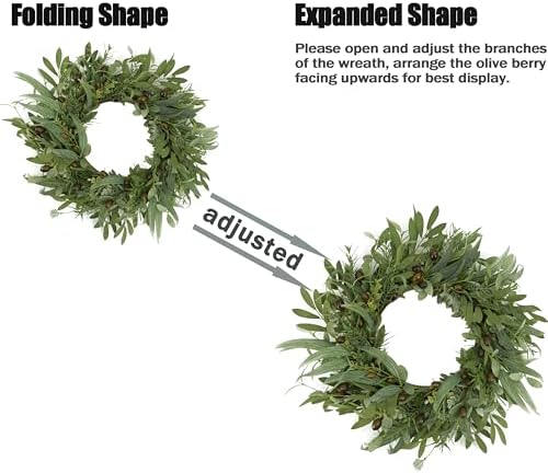 22 Inch Olive Wreath Front Door Decor