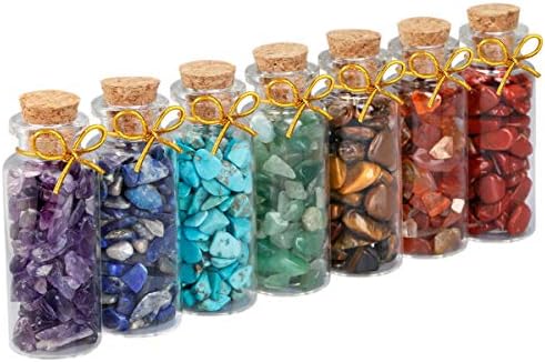 SUNYIK 7 Chakra Wishing Bottles Crystal Wand Set