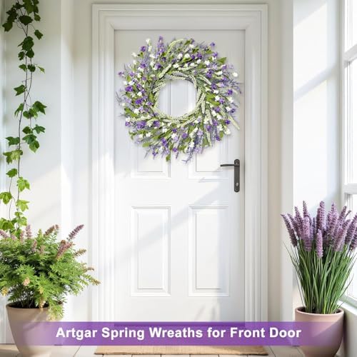 Artgar 26 Inch Lavender Wreath for Front Door
