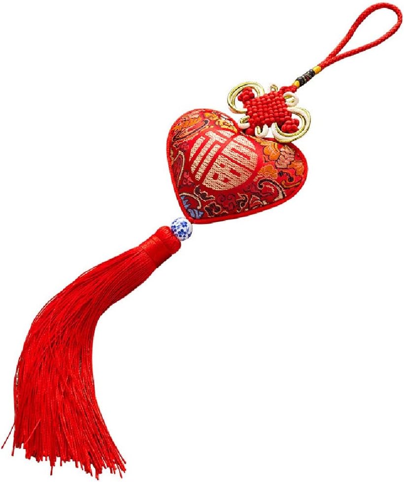 Quenny Chinese Style Perfume Bag Heart-Shaped Antique Talisman Pendant Sachet