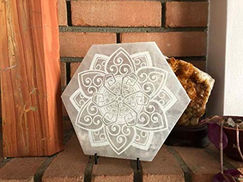 Etched 8 Inch Selenite Charging Plate Ethically Sourced