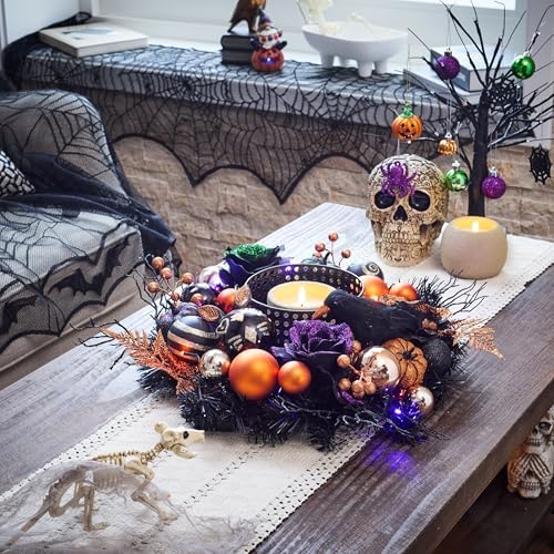 Valery Madelyn 18 Inch Pre-Lit Halloween Wreath with Lights