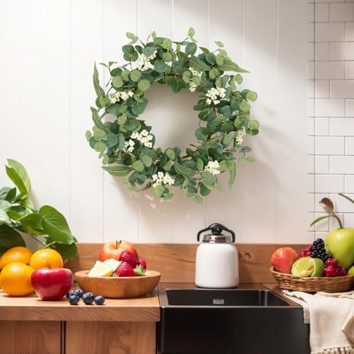 18 Inch Eucalyptus Wreath for Front Door Decor