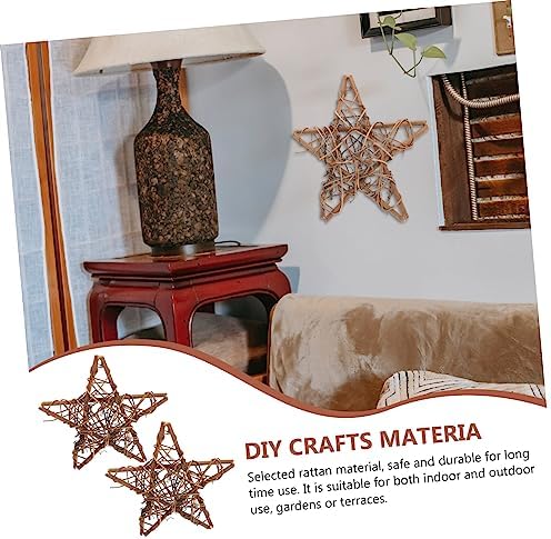 Amosfun 2pcs Star Shaped Wreath Rattan Frame for Holiday Decor