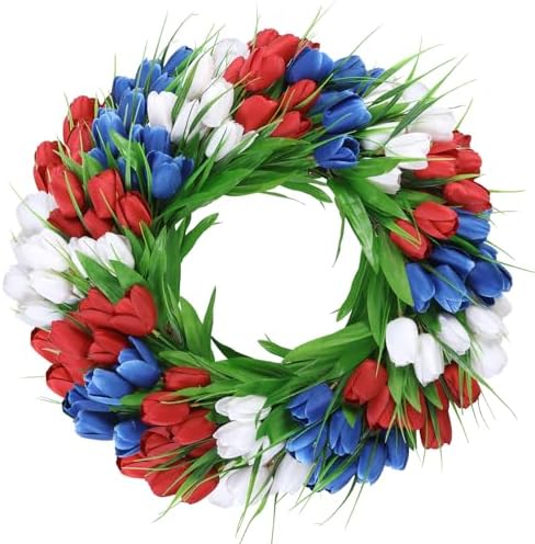 UArtlines 20 Inch Tulip Wreath for Front Door