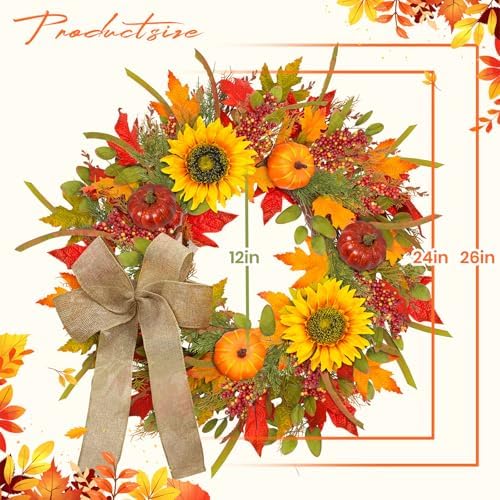 ICX 24-26 Inch Fall Wreath with Lights