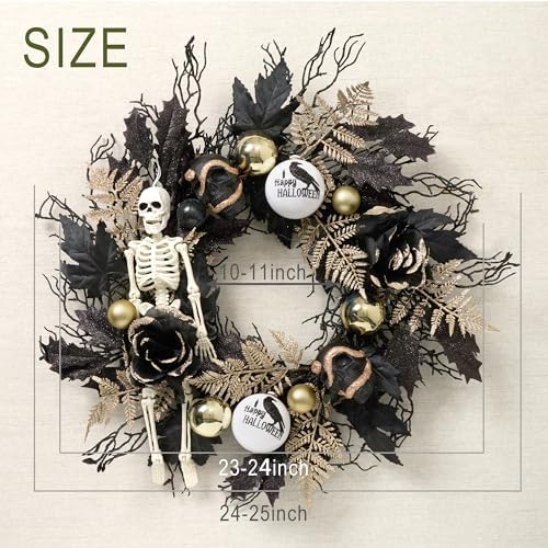 Collapsible Halloween Door Wreath with LED Lights