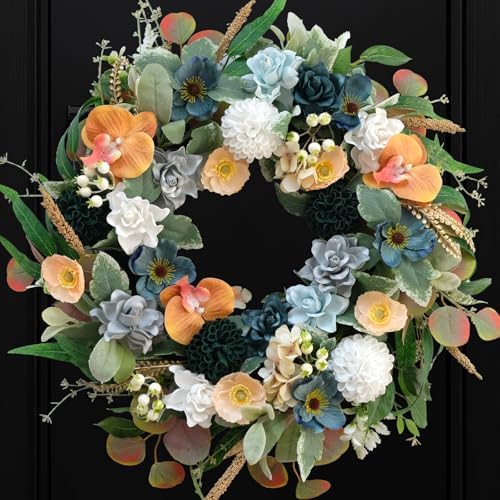 Bibelot 22 Inch Artificial Spring Floral Wreath for Front Door