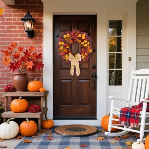 CYANBLOOM Fall Front Door Wreath 24 Inch